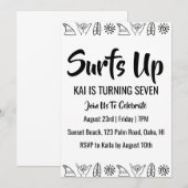 Surfen Surfen Strand Verjaardagsfeestuitnodigingen Kaart (Voorkant / Achterkant)