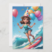 Surfen Surfen Strand Verjaardagsfeestuitnodigingen Kaart (Voorkant)