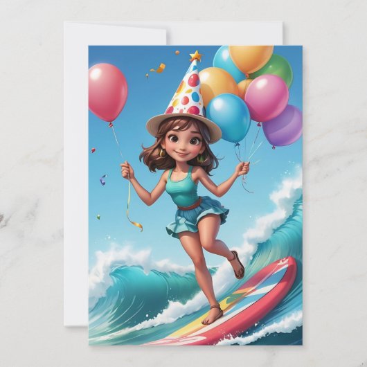 Surfen Surfen Strand Verjaardagsfeestuitnodigingen Kaart (Voorkant)