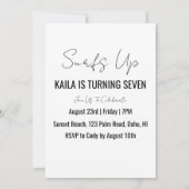 Surfen Surfen Strand Verjaardagsfeestuitnodigingen Kaart (Achterkant)