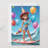 Surfen Surfen Strand Verjaardagsfeestuitnodigingen Kaart (Voorkant)