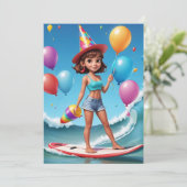 Surfen Surfen Strand Verjaardagsfeestuitnodigingen Kaart (Staand voorkant)