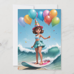 Surfen Surfen Strand Verjaardagsfeestuitnodigingen Kaart