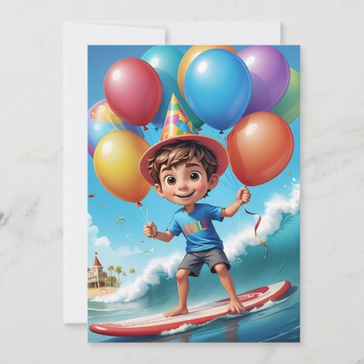 Surfen Surfen Strand Verjaardagsfeestuitnodigingen Kaart (Voorkant)