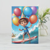 Surfen Surfen Strand Verjaardagsfeestuitnodigingen Kaart (Staand voorkant)