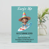 Surfen Surfen Strand Verjaardagsfeestuitnodigingen Kaart (Staand voorkant)