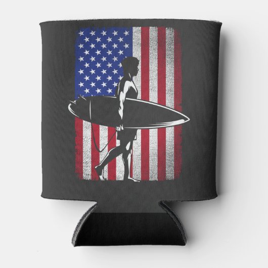 Surfen Surfer 4 juli Amerikaanse vlag voor M Blikjeskoeler (Voorkant)