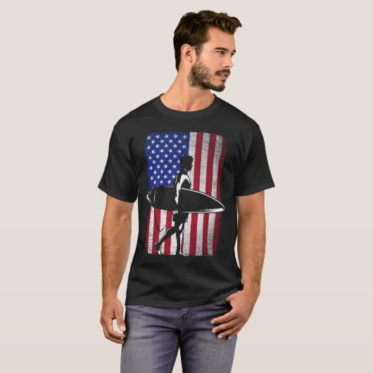 Surfen Surfer 4 juli Amerikaanse vlag voor M T-shirt (Voorkant volledig)