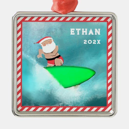 Surfen Surfer Kerstvakantie cadeau Metalen Ornament (Voorkant)