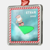 Surfen Surfer Kerstvakantie cadeau Metalen Ornament (Links)