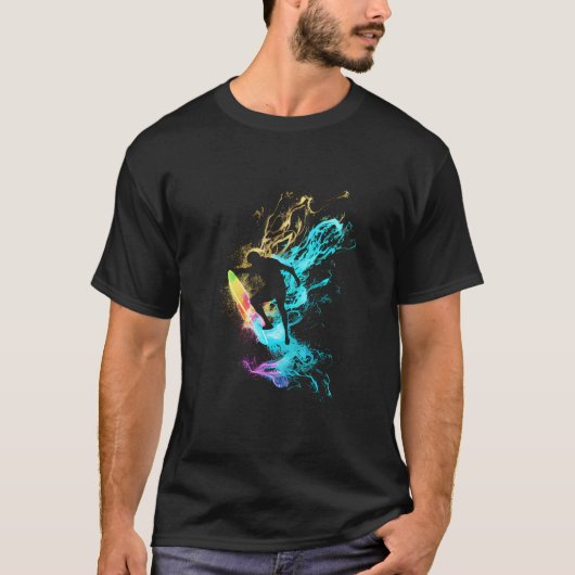 Surfen Surfer Riding Surf Vakantie Kleurrijk Surf T-shirt (Voorkant)