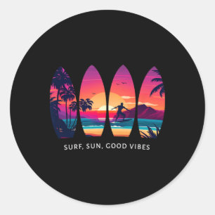 Surfen Surfplank Strand Surfer Cadeau Vintage _1 Ronde Sticker