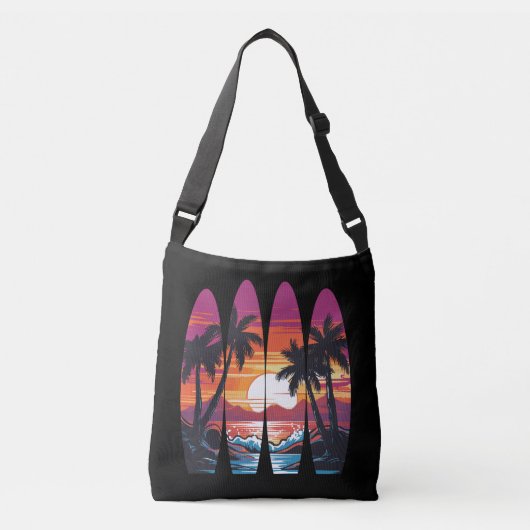 Surfen Surfplanken Zonsondergang Crossbody Tas (Voorkant)