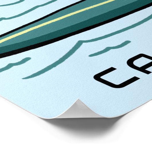 SURFEN Tabby Kat Grappig Schattige CUSTOM NAAM Kin Poster (Hoek)