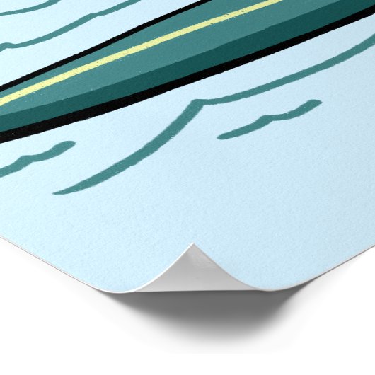 SURFEN Tabby Kat Grappig Schattigee AANGEPASTE TEK Poster (Hoek)