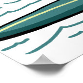 Surfen Tabby Kat Leuke Kinderkamer Strand Poster (Hoek)