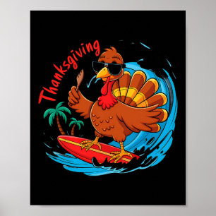 Surfen Thanksgiving Beach Golven Turkije Feest Nov Poster