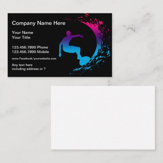 Surfen Thema Nieuw Visitekaartje (Voorkant / Achterkant)