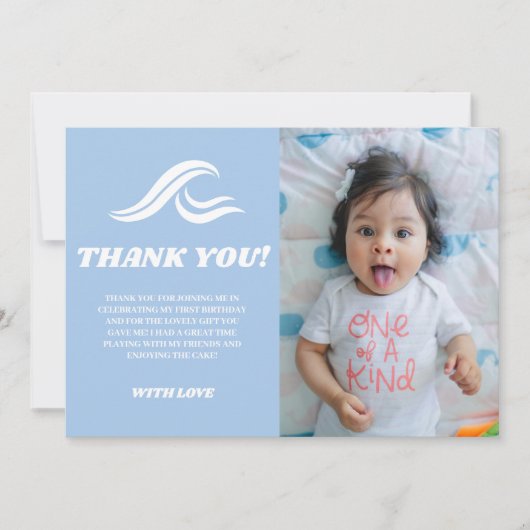 Surfen verjaardag, de grote foto dank u kaart (Voorkant)