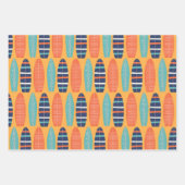 Surfen verjaardag sinaasappel en turquoise surf bo inpakpapier vel (Voorkant)