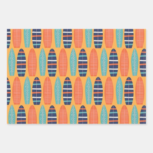 Surfen verjaardag sinaasappel en turquoise surf bo inpakpapier vel (Voorkant)