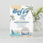 Surfen Verjaardagsfeest Uitnodiging (Staand voorkant)