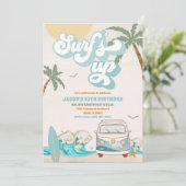 Surfen Verjaardagsfeest Uitnodiging (Staand voorkant)