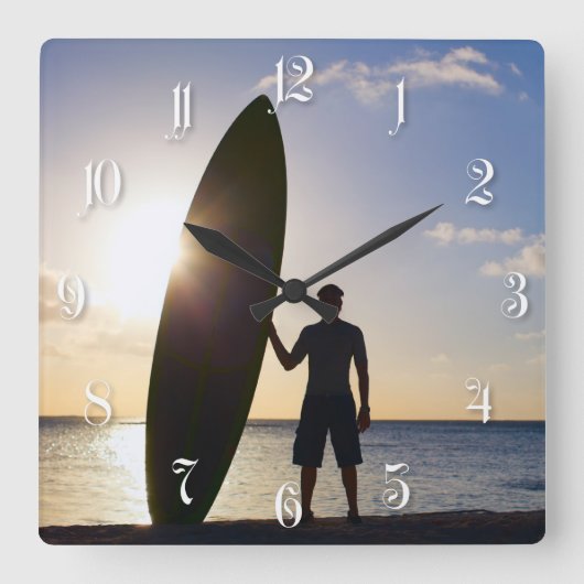 Surfen Vierkante Klok (Voorkant)