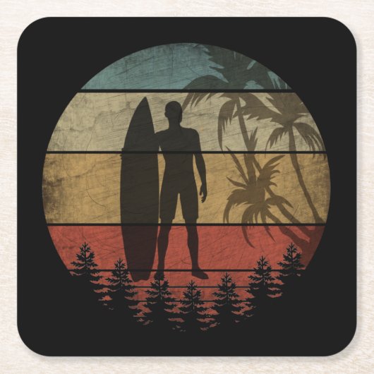 SURFEN VINTAGE KARTONNEN ONDERZETTERS (Voorkant)