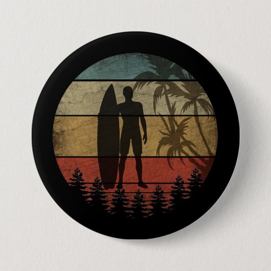 SURFEN VINTAGE RONDE BUTTON 7,6 CM (Voorkant)
