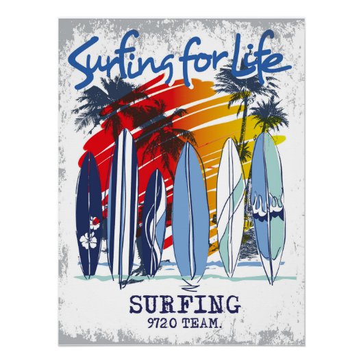 Surfen voor het Leven Poster Vibrant Retro Surf Ar (Voorkant)