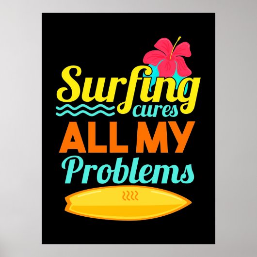 Surfen zijn al mijn problemen poster (Voorkant)