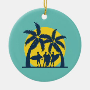 Surfen, zon en palmbomen koele surf keramisch ornament