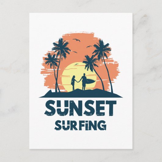 Surfen -Zonsondergang Surfen Briefkaart (Voorkant)