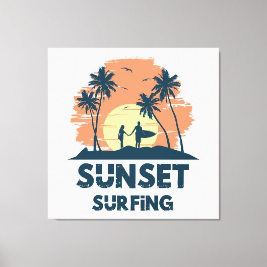 Surfen -Zonsondergang Surfen Canvas Afdruk (Voorkant)
