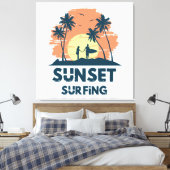 Surfen -Zonsondergang Surfen Canvas Afdruk (Insitu (Slaapkamer))