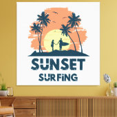 Surfen -Zonsondergang Surfen Canvas Afdruk (Insitu (Woonkamer))