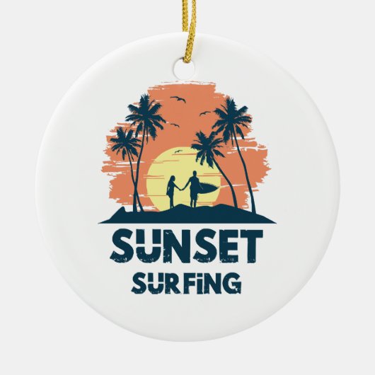 Surfen -Zonsondergang Surfen Keramisch Ornament (Voorkant)