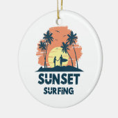 Surfen -Zonsondergang Surfen Keramisch Ornament (Links)