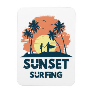 Surfen -Zonsondergang Surfen Magneet