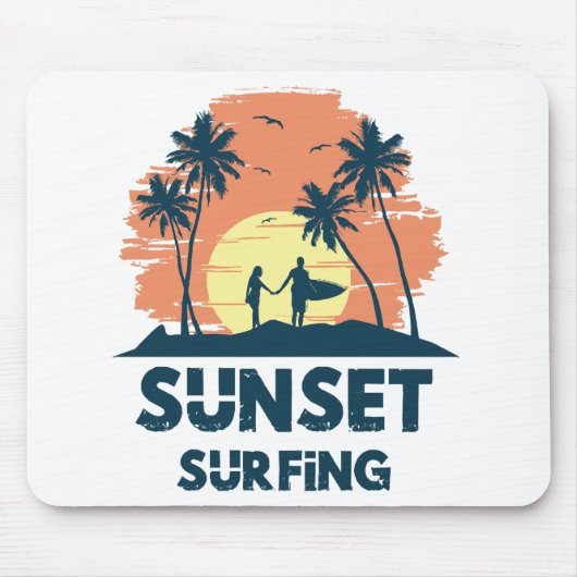 Surfen -Zonsondergang Surfen  Muismat (Voorkant)