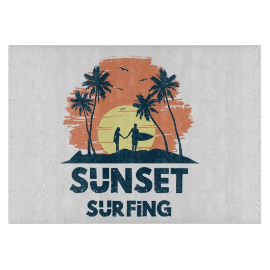 Surfen -Zonsondergang Surfen Snijplank (Voorkant)