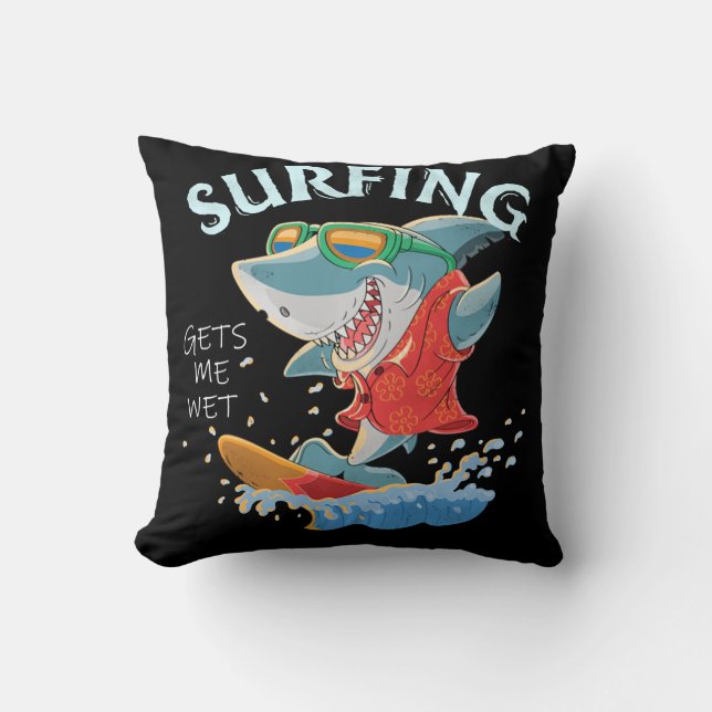 Surfen zorgt ervoor dat ik nat grappige haaienvinn kussen (Voorkant)