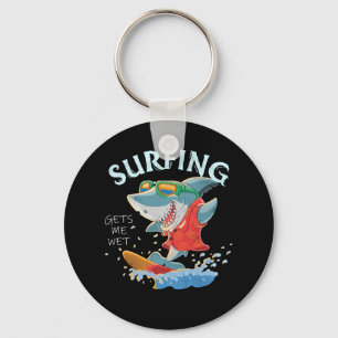 Surfen zorgt ervoor dat ik nat grappige haaienvinn sleutelhanger
