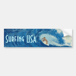 Surfend USA bumpersticker surf kunst surfer sticke