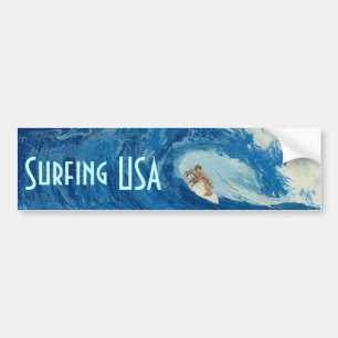 Surfend USA bumpersticker surf kunst surfer sticke