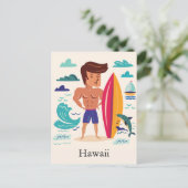 Surfende aangepaste naam Hawaii Briefkaart (Staand voorkant)