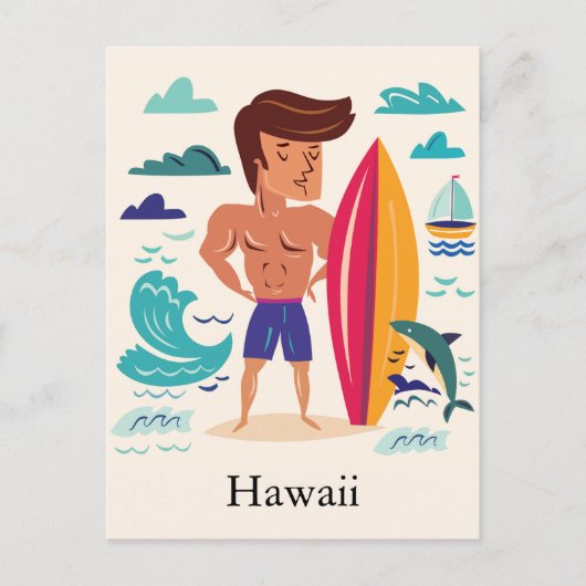 Surfende aangepaste naam Hawaii Briefkaart (Voorkant)