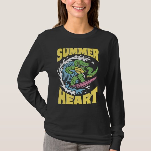 Surfende Alligator Summer Crocodile T-shirt (Voorkant)