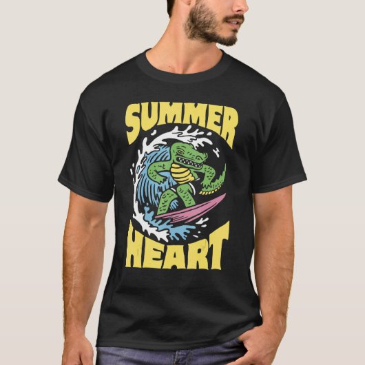 Surfende Alligator Summer Crocodile T-shirt (Voorkant)